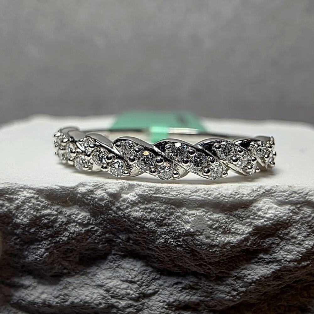 Size 7 0.25ctw Lab-Created Diamond Half Eternity Band 925 Sterling Silver